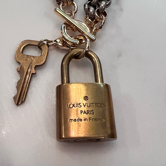 NWT Louis Vuitton Two-tone Authentic Upcycled Vintage Padlock Necklace - Picture 4 of 5
